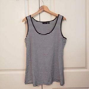 Susan Graver Weekend Black White Striped Tank Top